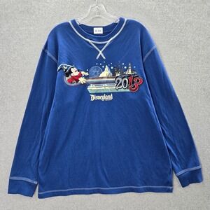 Disney Parks Men Shirt XL‎ Blue 2013 Believe In Magic Embroidered Graphic Print